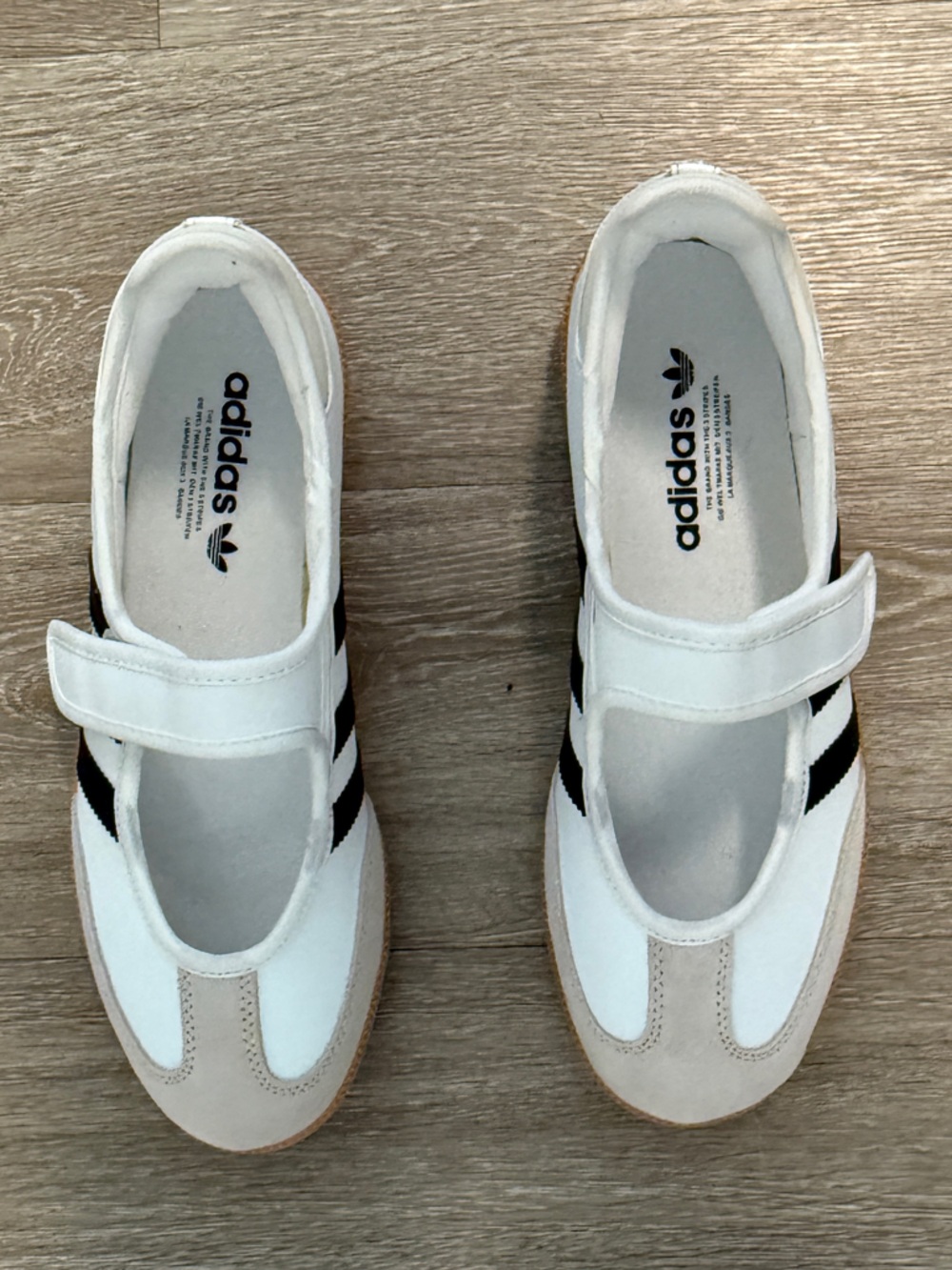 adidas White, Black & Beige Mary Jane Sneakers Sz. 8